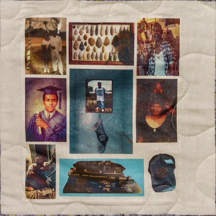 Quilt Square for Robert Vincent Jr. with photos of Robert at graduation and with family