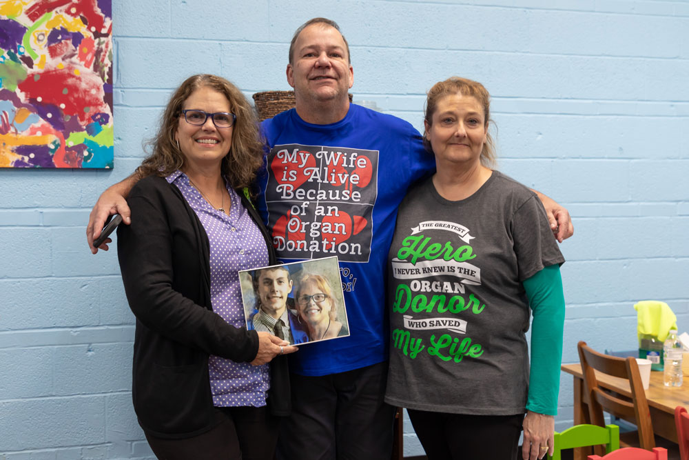 Donor family wearing t-shirts advocating organ donation