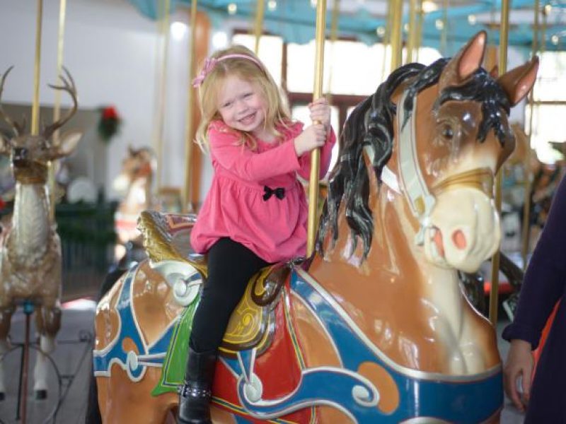 Organ donor recipient, Daisy, rides a carousel