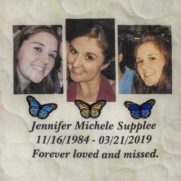 quilt square in memory of Jennifer Supplee
