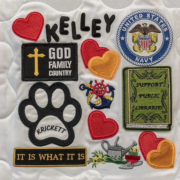 quilt square in memory of Kelley Hamilton