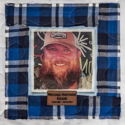 quilt square in memory of Michael Keane