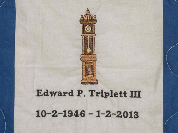 Quilt square for Edward Triplett 3 with a grandfather clock