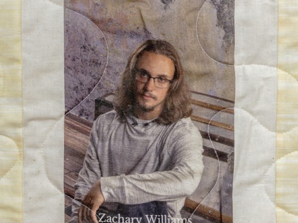 Quilt square for Zachary Williams with a portrait of Zachary