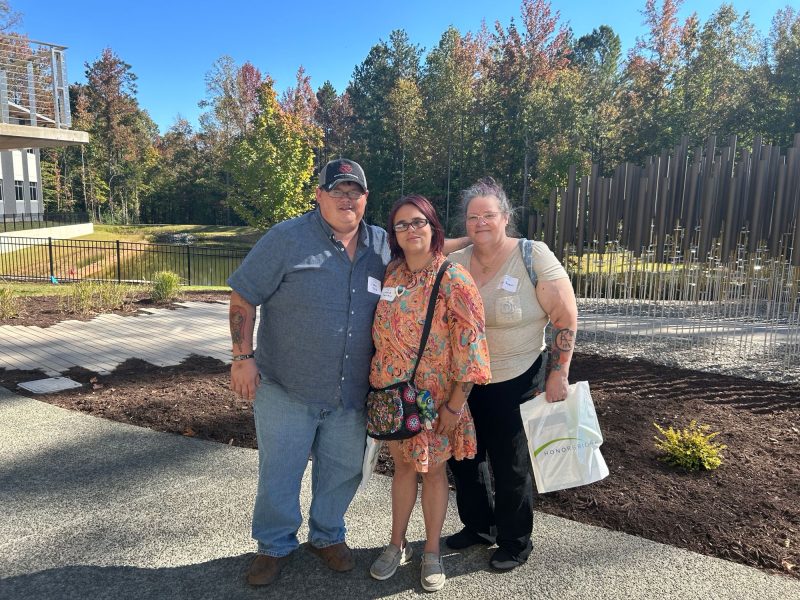 Family in front of honor garden