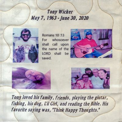 Quilt square for Tony Wicker